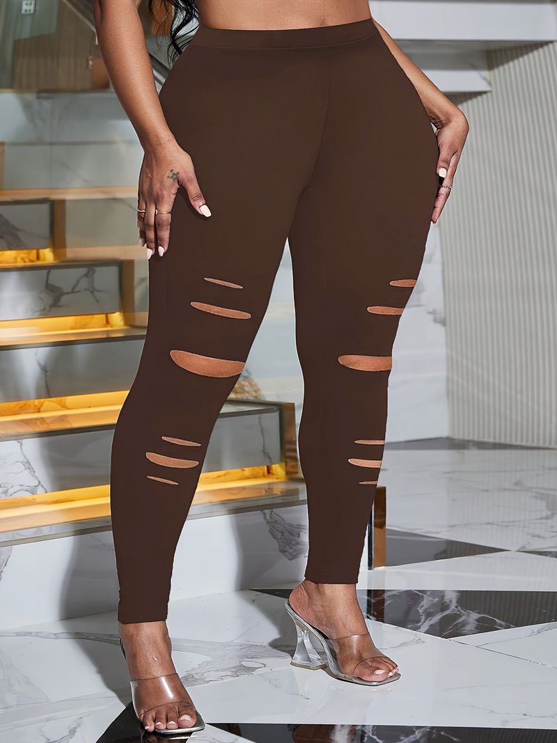 Pantaloni attillati elastici di grandi dimensioni da donna, pantaloni skinny grassi_voghion.com