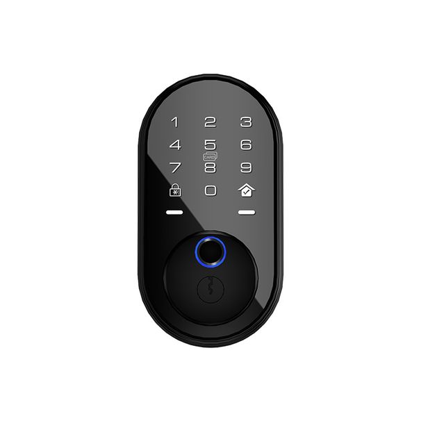 Älykkäät lukot ja sisäänkäynti, deadbolt-sormenjälkilukko, pikaavaus kosketuksella ja avaimeton sisäänkäynti PIN-korttisovelluksen kautta, sisäänrakennettu kissansilmäkamera ja älykäs ohjaus_voghion.com