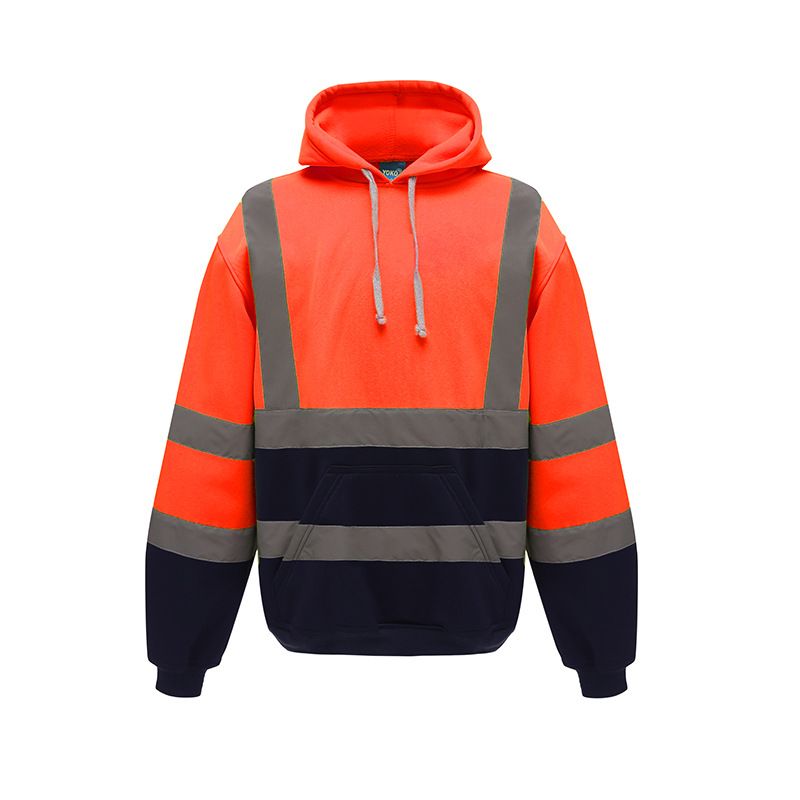 Bărbați îmbrăcăminte reflectorizantă hanorac culoare spot fermoar fleece cald șantier jachetă fluorescentă siguranță trafic îmbrăcăminte reflectorizantă_voghion.com