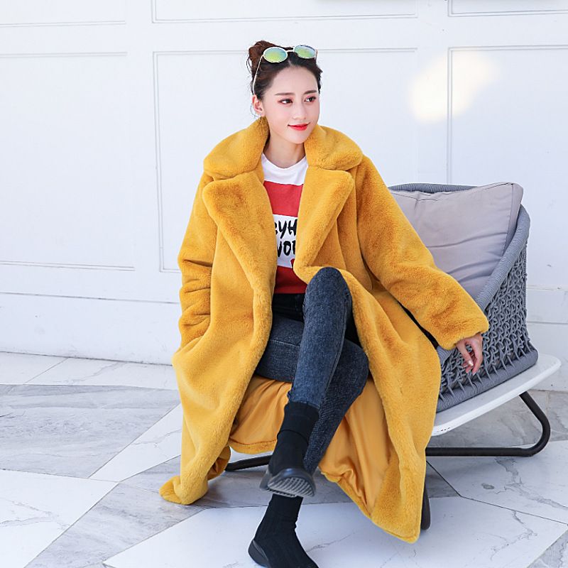Cappotto invernale caldo in pelliccia di coniglio da donna, taglia estesa 2024_voghion.com