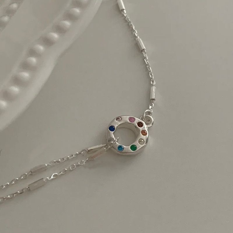 Sterl VENUS Sie 3 Round Liquid Lava Necklace For Women Girl Zircon Korean Choker Jewelry Birthday Gift_voghion.com