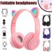 Kinder Kopfhörer Wireless Bluetooth Headset LED Lichter Katze Ohr Kopfhörer_voghion.com