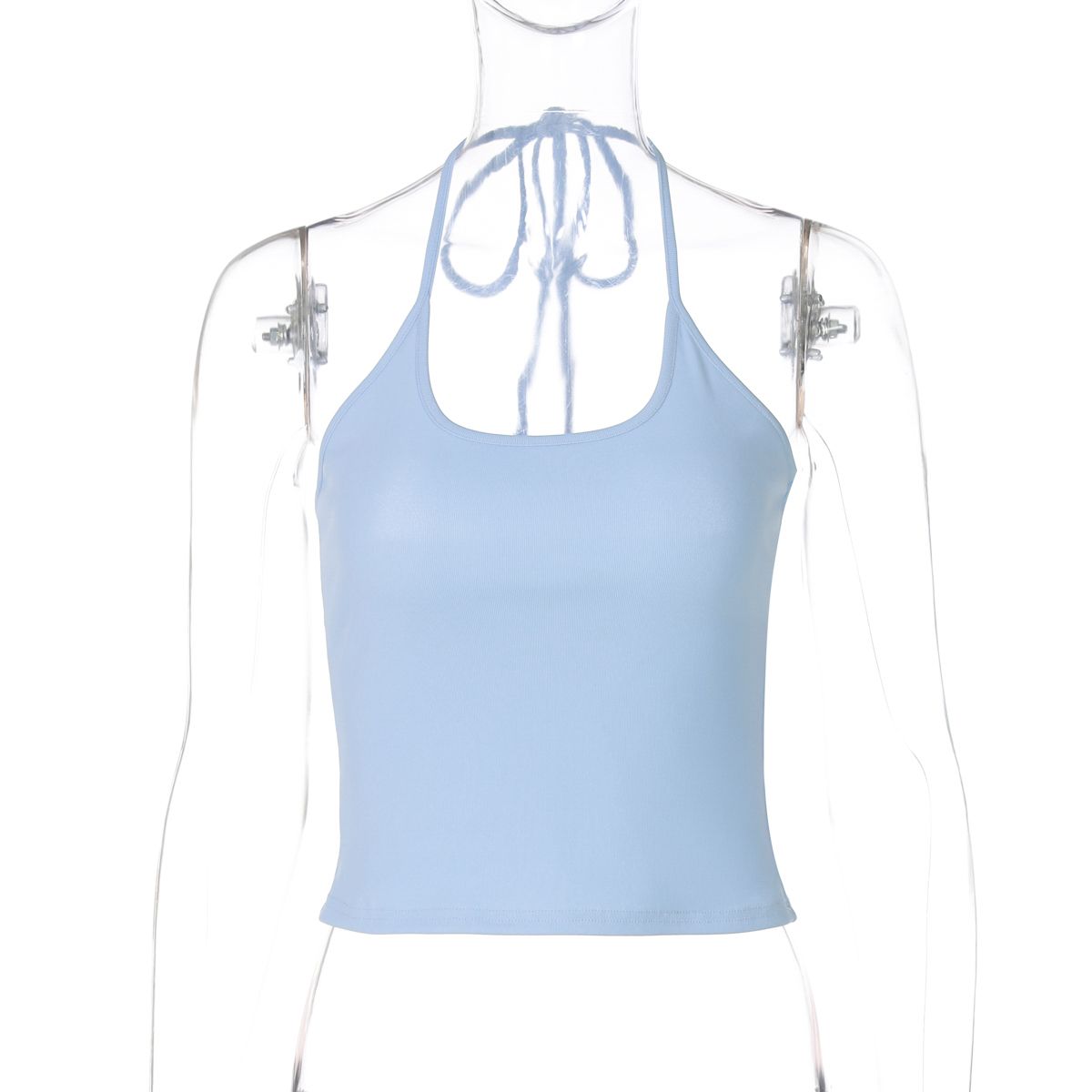 Shemoda Canotta estiva versatile semplice tinta unita con lacci per donna, elasticizzata, vestibilità attillata, top corto senza schienale_voghion.com