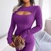 2025 Herbst Winter Sexy Aushöhlen Geflochtene Taille-Umarmt Pullover Kleid frauen Mode_voghion.com