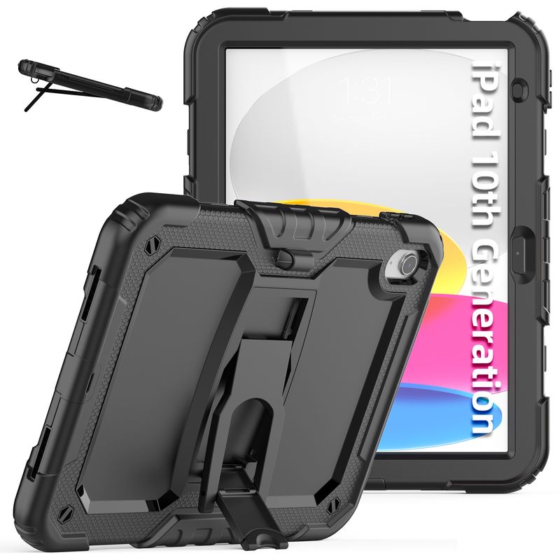 2022iPad 10,9 inch (10e) siliconen anti-val beschermhoes voor kinderen met platte beugel_voghion.com