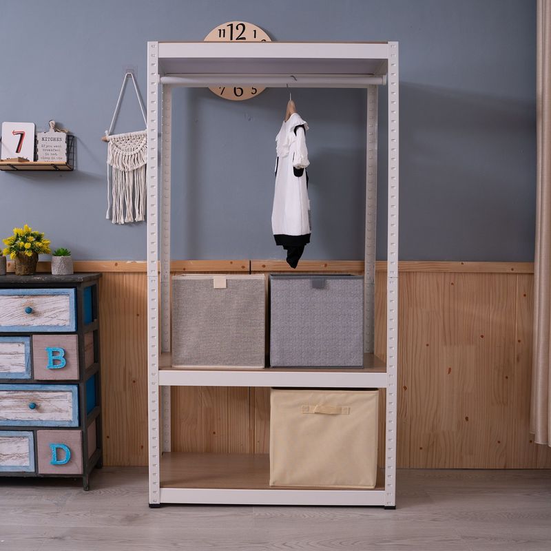 Heavy Duty Clothing Garment Rack, Freestanding Clothing Rack, Portable Closet Wardrobe With 1 Adjustable Wire Shelves 1 Clothe Rod For Hanging Clothes, White_voghion.com