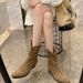 Korean Pointed Toe Chunky Heel Western Cowboy Women's New Autumn Versatile British Style Short Martin Boots_voghion.com