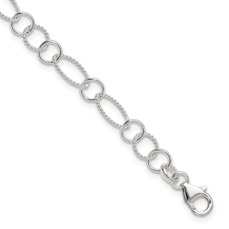 Sterling Silver Fancy Link Anklet_voghion.com