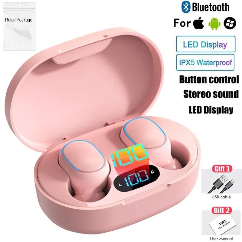 TWS Bluetooth Earphones Wireless Headphones Noise Cancelling with Mic Headsets 9D Stereo In-Ear Earbuds for Sports Music_voghion.com