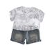 2025 Summer New Full Printed Foam Letter Short Sleeve Set, Boys' Baby Casual Cowboy Shorts Two Piece Set_voghion.com