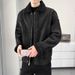 Herren-Lederjacke aus Kunstlammfell – Wintermantel mit Fleecefutter und Wildleder-ähnlicher Oberfläche, winddicht und warm, lässige Oberbekleidung (Braun/Schwarz)_voghion.com