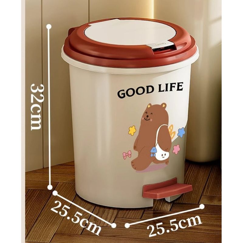 Nuevo contenedor de basura para uso doméstico, prensa de pedal con tapa, contenedor de basura de plástico de doble tubo, para sala de estar y dormitorio._voghion.com
