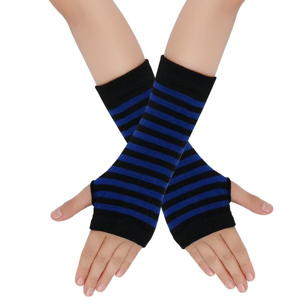 Unisex Strickhandschuesch mat fehlenden Fanger Anime Sträifen Fanger Handgelenkmanschett mat falschen Ärmelen Dënn Kannerfanger_voghion.com