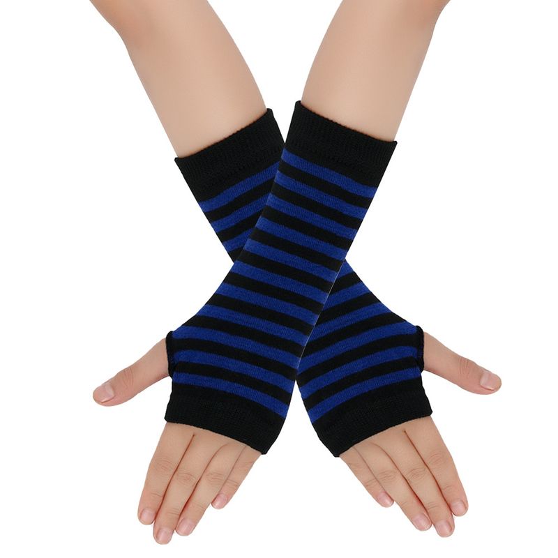 Unisex Knitted gloves with missing fingers anime stripes wearing fingers wrist cuff with false sleeves Thin children's fingers_voghion.com