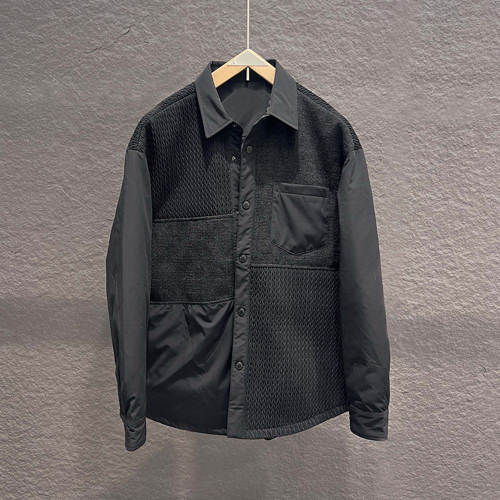 Herrenbekleidung Spot Großhandel neuer Trend Herren Daunenjacke Frühwinter Revers Weizenohr Nähte Langarm Daunenhemd_voghion.com