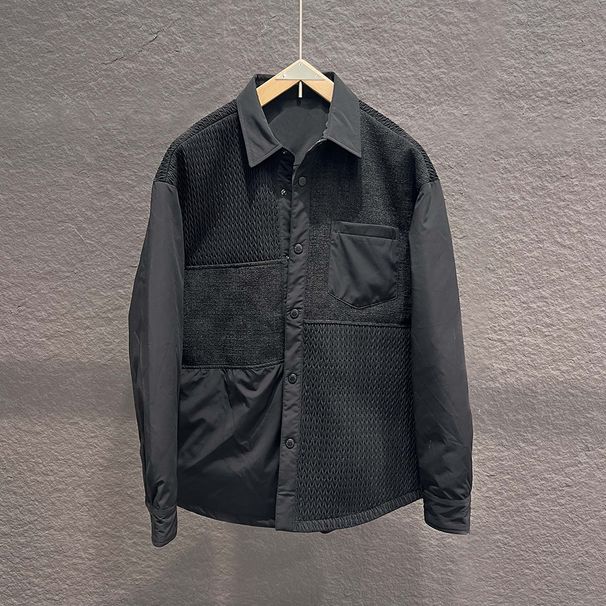 Herrenbekleidung Spot Großhandel neuer Trend Herren Daunenjacke Frühwinter Revers Weizenohr Nähte Langarm Daunenhemd_voghion.com