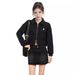Giacca corta con cappuccio e cerniera con colletto polo nero per donna, I Sprig Ad, autunno 2024, stile americano, taglia piccola_voghion.com