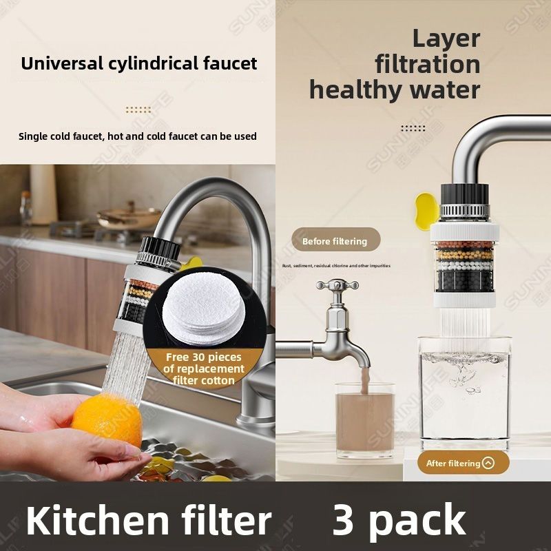 Detachable Six-Layer Household Faucet Universal Kitchen Splash-Proof Shower Water Saver Replacement Filter Cotton_voghion.com