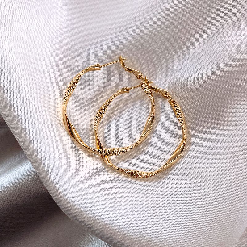 geometric simple shape design  silver needle hoop earrings fashion high-end earrings for women_voghion.com