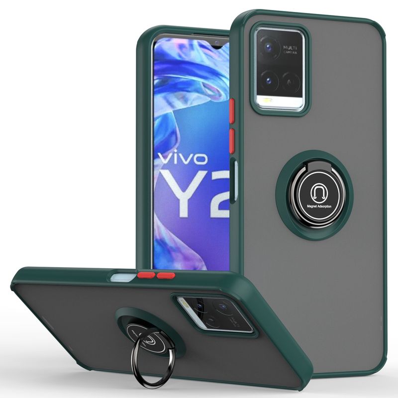 KEYSION Fashion Matte Case for VIVO Y21 T Y21S Y33S Y33T Transparent Ring Shockproof Phone Cover for VIVO V21 5G Y11 Y12_voghion.com