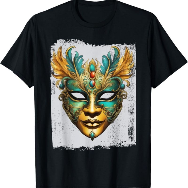 Rio Carnival Mask Rio de Janeiro Brazil Funny Circus T-Shirt._voghion.com