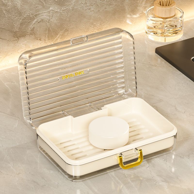 Luxury Style Countertop Dish With Lid, Creative Drainage Box, Portable Household Bathroom Storage Soap Holder_voghion.com