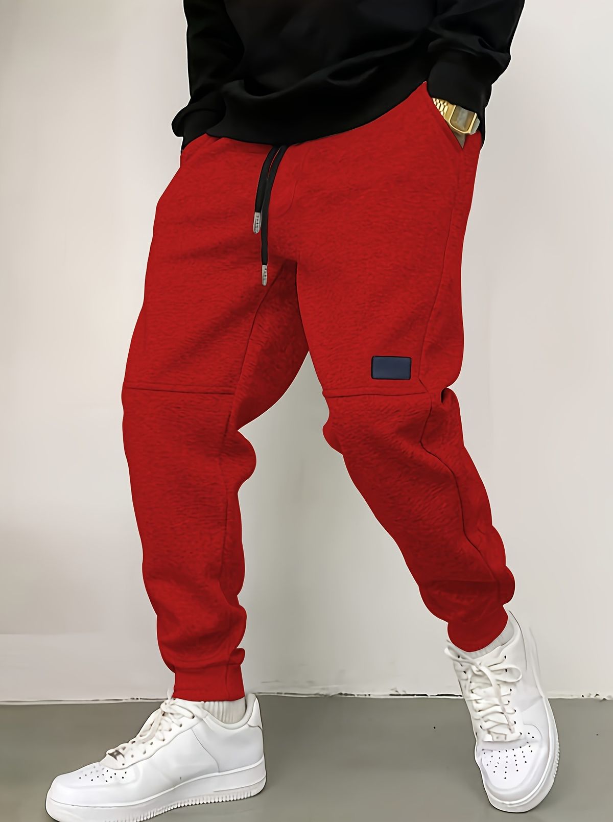 Thread Drawstring Casual Thickened Trousers Men's Spot_voghion.com