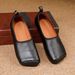 2025 Herbst Neue Damen Echtleder Square Toe Casual Low-Top Slip-on Ballettschuhe mit weicher Sohle_voghion.com