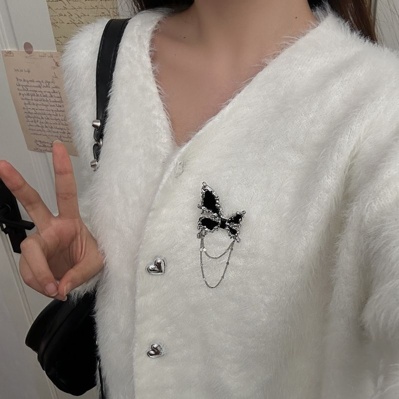 Broša Dark Series Butterfly Tassel metāla augstas klases broša sieviešu dizaina uzvalka broša augstas klases piespraude vīriešu aksesuāri_voghion.com