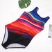 Plus Size Women's One Piece Swimsuit - Rainbow Gradient Stripes High Elasticity Swimwear For Beach & Poo_voghion.com