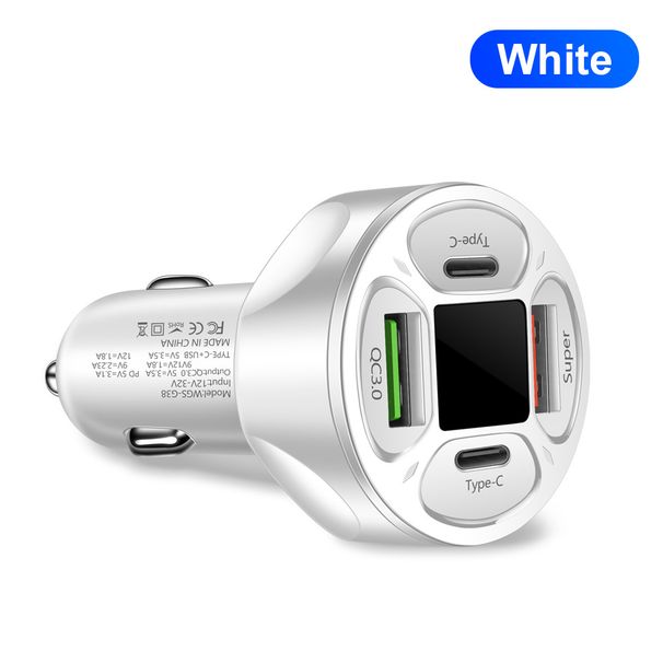66W 2USB+2Type-c digital display car charger supports super fast charging car charger fast charging car charger_voghion.com