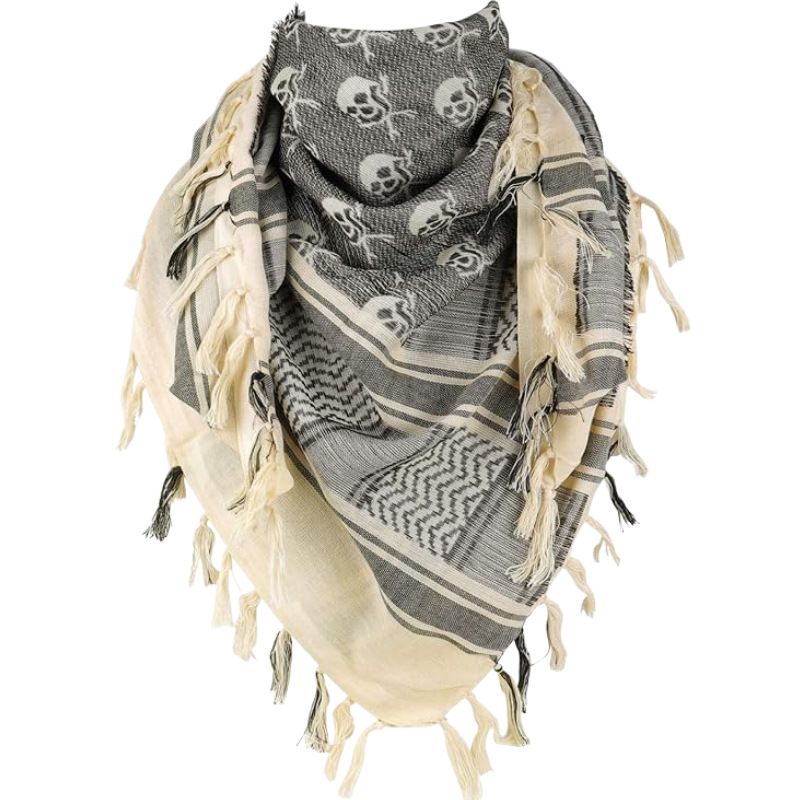 Pañuelo táctico árabe con borlas para el cuello para hombre y mujer, estilo desértico_voghion.com