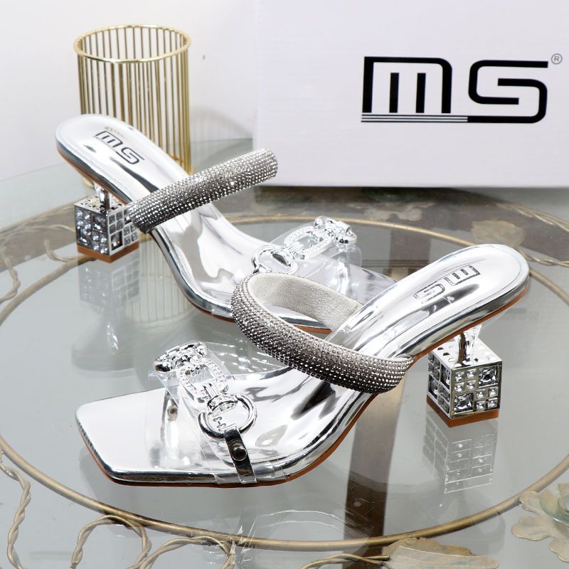High Aesthetic Gold One Word Slipper 2024 Summer New Fashion Thick Irregular Metal High Heel External Wear Sandal_voghion.com