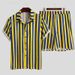 Men's Lapel Button-down Short-sleeved Shirt Beach Suit Shorts Two-piece Set_voghion.com
