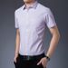 Summer New Men's Sho Sleeved Shi, Business Casual Formal Wear, Pure Cotton, Middle-aged, No Ironing, Loose White_voghion.com