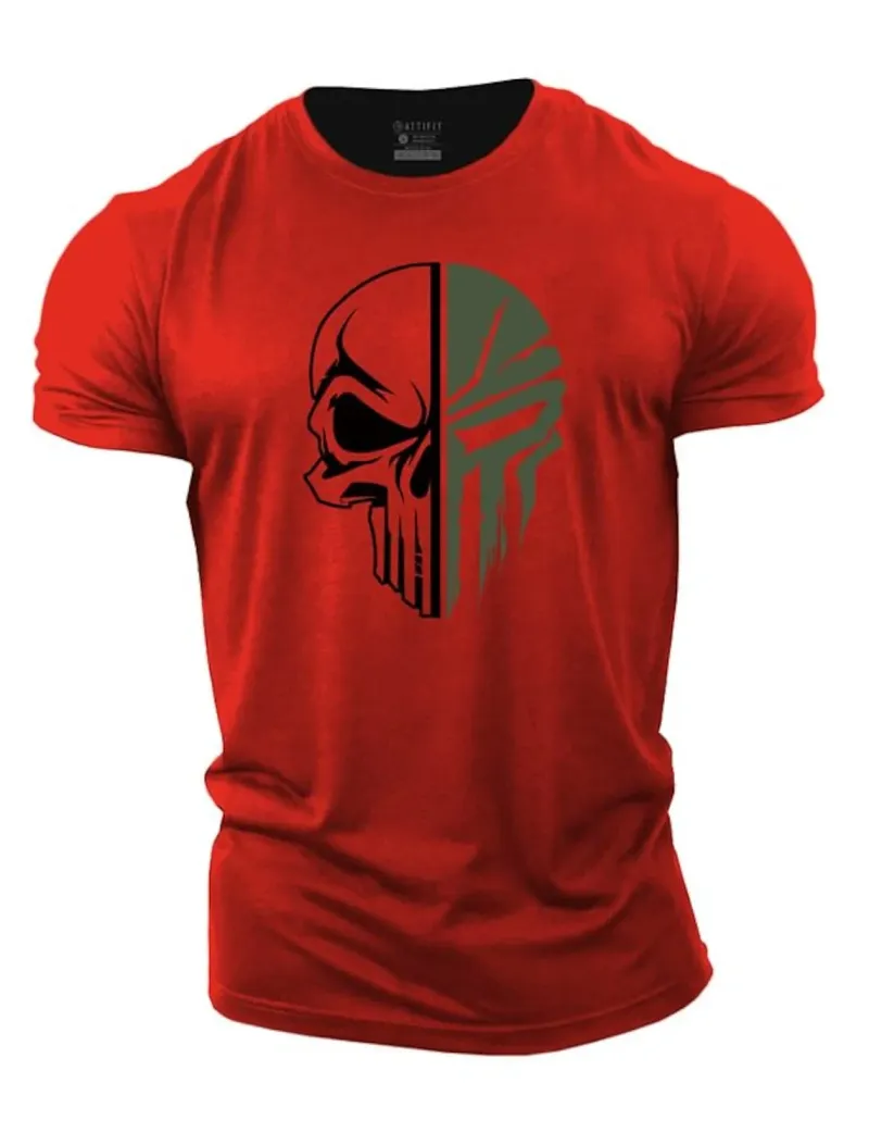 Maglietta da uomo estiva alla moda, con stampa 3D, teschio militare, oversize, a maniche corte, da palestra, abbigliamento da uomo, taglia 6XL_voghion.com