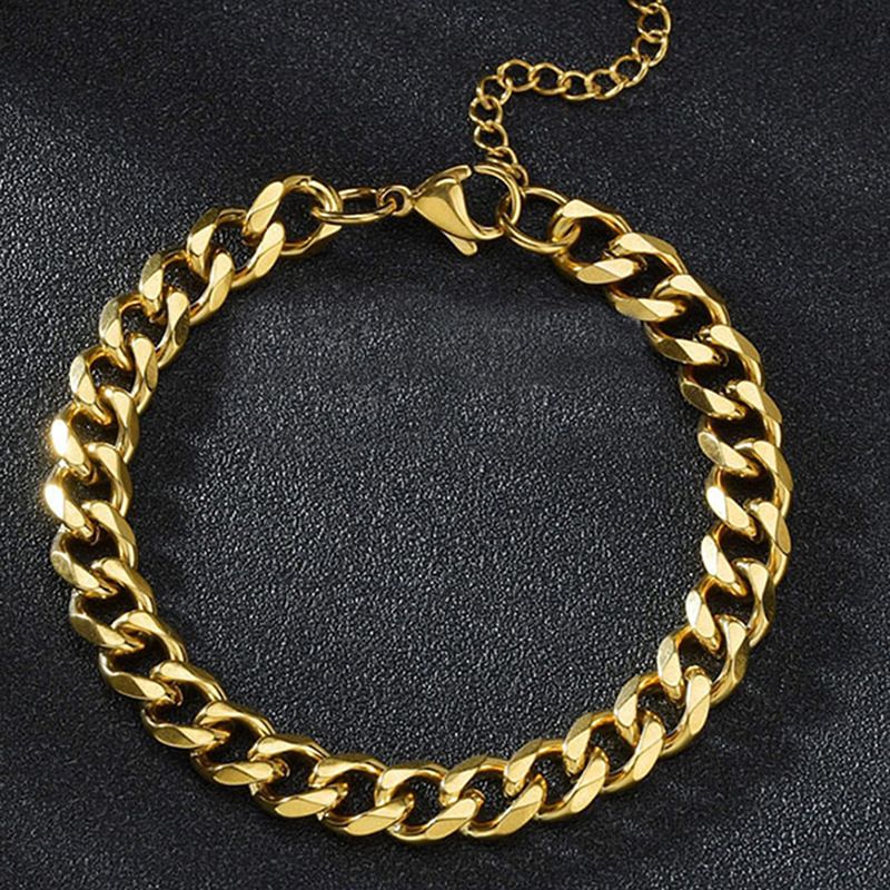 7mm Hip-Hop Stainless Cuban Round Polished Encrypted Titanium Steel Bracelet Unisex Jewelry_voghion.com