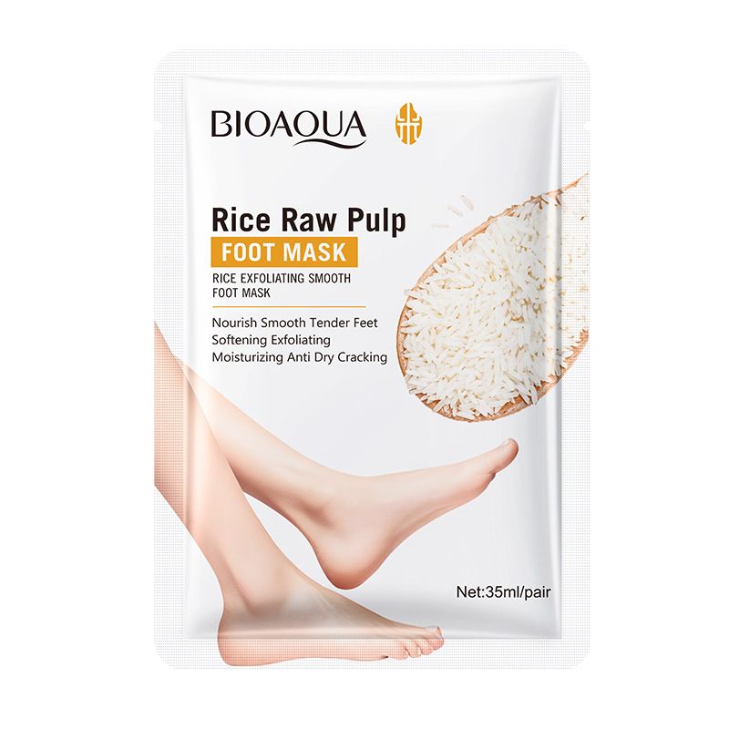 BIOAOUA Reispüree-Peeling- und Glättungs-Fußmaske (englische Version) Feuchtigkeitsspendende Peeling-Fußmaske (für den grenzüberschreitenden Handel)_voghion.com