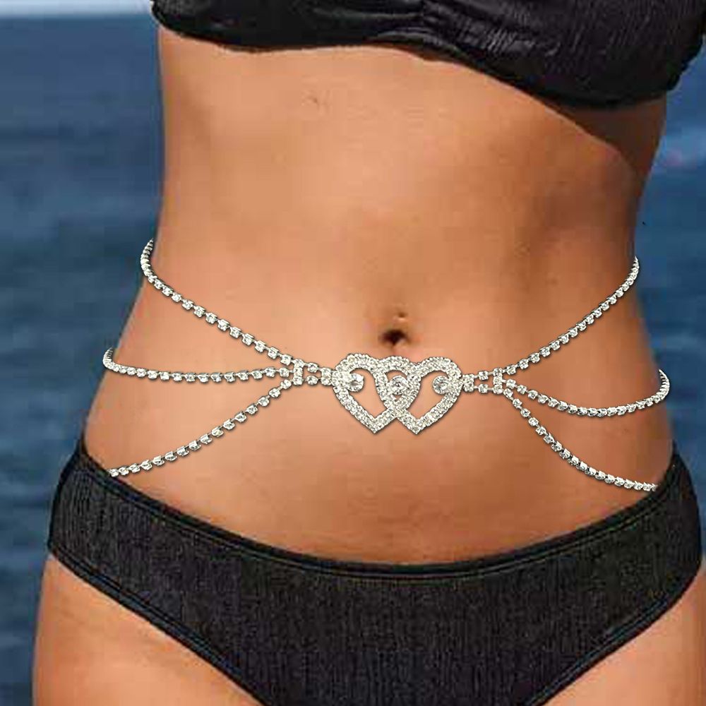 Ny sexig dubbel kärleksmidjekedja damer strandbikini flerskiktad kroppskedja midjekedja_voghion.com