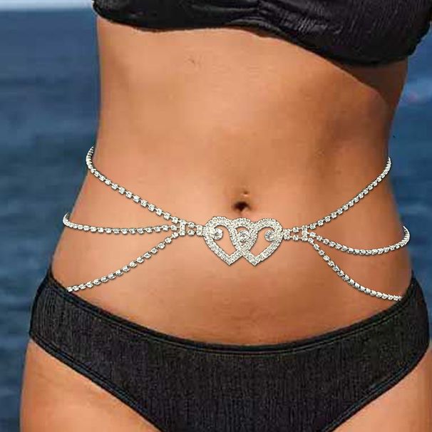 Ny sexig dubbel kärleksmidjekedja damer strandbikini flerskiktad kroppskedja midjekedja_voghion.com