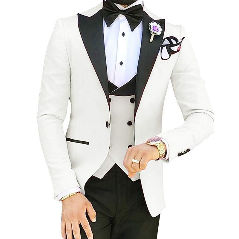 Ensemble trois pièces de style britannique pour le marié, le garçon d'honneur, le banquet de mariage, le costume et la robe ajustée_voghion.com