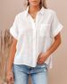 Camicia da donna in cotone e lino caldo, manica corta, con risvolto e fodera con bottoni_voghion.com