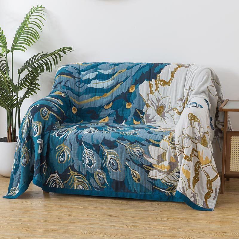 100 % bomuldstæppe , skønhed jacquard 4-lags let og åndbart tæppe til sommer, luksuriøst blødt gasbind sengetøj til sengen_voghion.com