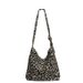 Leopard print diagonal canvas casual trendy tote fashionable women's bag, large capacity single shoulder shopping bag_voghion.com