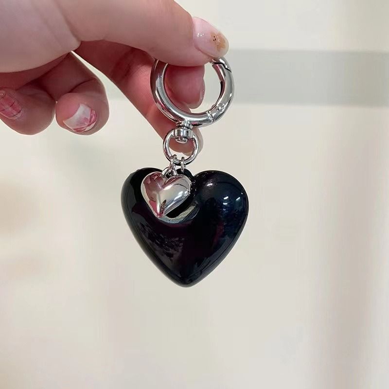 Ins Korean Keychain Heart Pendant Anti-lost Decorative Alloy Accessories Cute_voghion.com