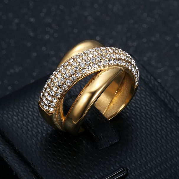 Ensemble de bagues Hip Hop – Bagues empilables en acier titane plaqué or 18 carats (micro-zircons pavés, réglables)_voghion.com