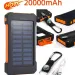 20000mAh Portable Solar External Battery Fast Charging Waterproof With SOS Flashlight Power Bank For Xiaomi_voghion.com