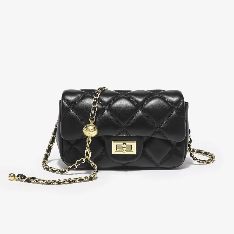 Borsa a tracolla elegante New Tide 2025 con catena a rombi e palline in oro rosa_voghion.com