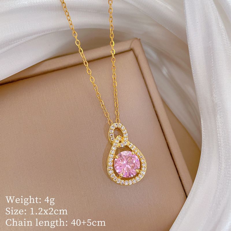 Collier Bazi en forme de goutte d'eau, chaîne de clavicule polyvalente en titane pour femme, breloque de luxe, magnifique et entièrement en diamants_voghion.com