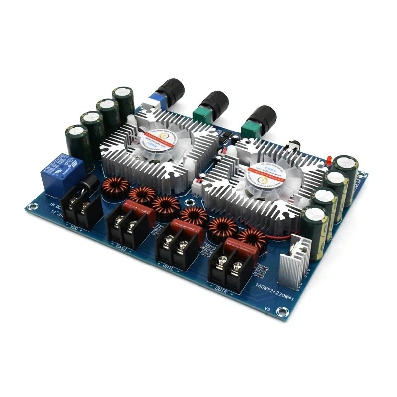 TDA7498E 2*160W+220W Bluetooth 5.0 Power Subwoofer Amplifier Board 2.1 Channel Class D Home Theater Audio Stereo Equalizer Amp_voghion.com